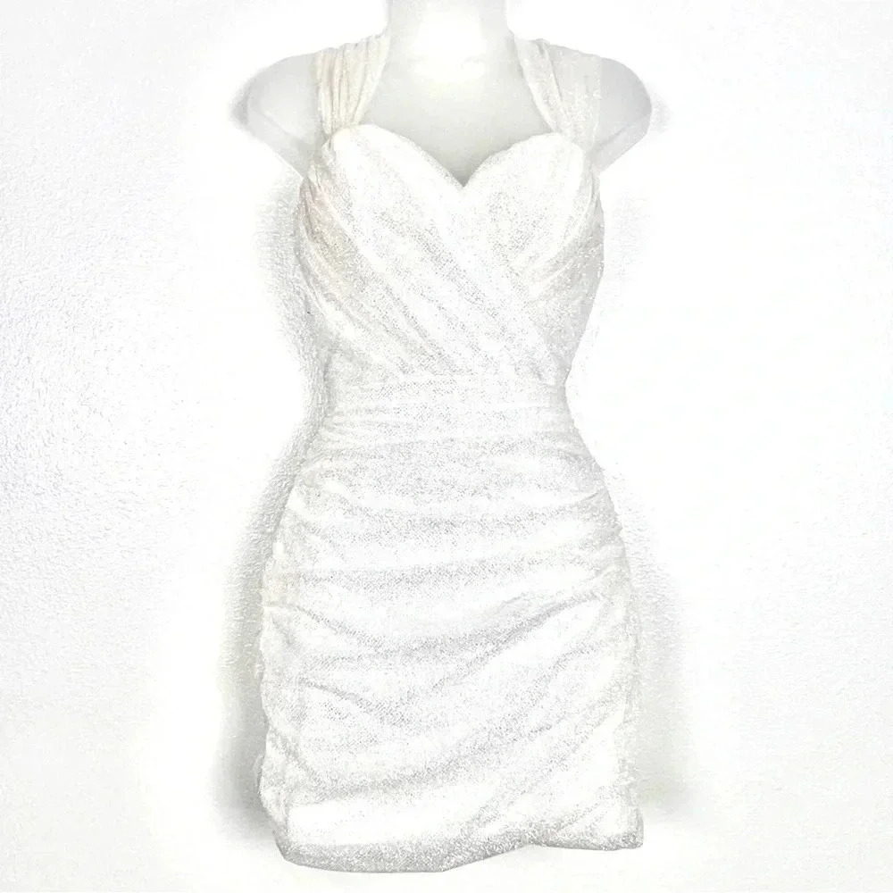 Portia & Scarlett Bodycon Glittered White Tulle Dress